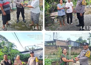 Bhabinkamtibmas Polsek Siantar Marihat Serahkan Bibit Cabe Rawit dan Sayur Terong Ke Warga Binaan.