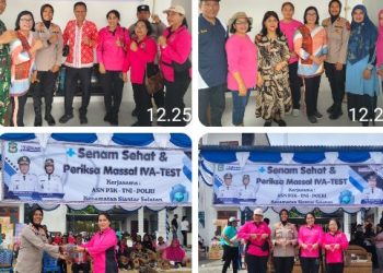 Kapolsek Siantar Selatan Hadiri Senam Sehat & Periksa Massal IVA Test Se Kecamatan Siantar Selatan.