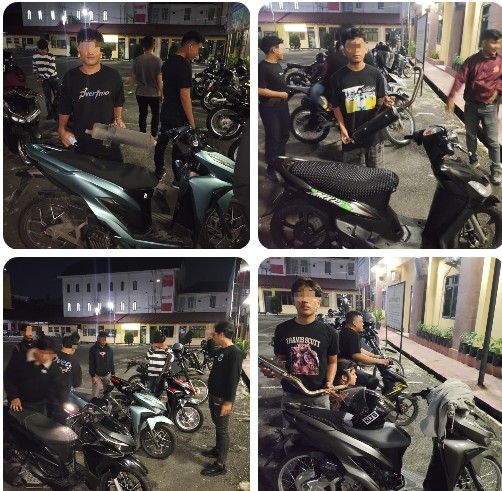 Timsus Dayok Mirah Polres Pematangsiantar Patroli Rutin & Amankan 5 Sepedamotor Knalpot Brong.