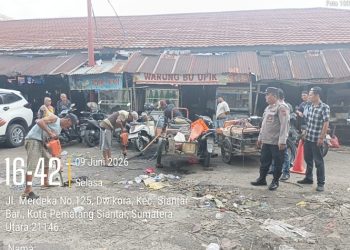 Polsek Siantar Barat Tingkatkan Patroli Jalan Kaki di Pasar Horas Antisipasi 3C.