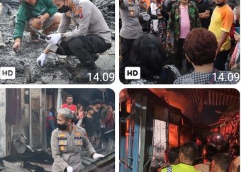 Kapolres Pematangsiantar Turun Langsung Pengecekan TKP Kebakaran Kios di Pasar Dwikora Parluasan.
