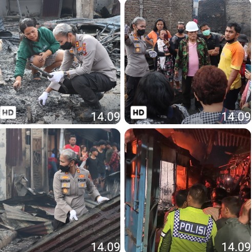 Kapolres Pematangsiantar Turun Langsung Pengecekan TKP Kebakaran Kios di Pasar Dwikora Parluasan.
