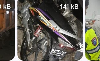 Unit Gakkum Sat Lantas Polres Pematangsiantar Cek TKP Laka Lantas di Jalan Besar Sidamanik.