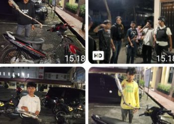 Patroli Malam Minggu Polres Pematangsiantar Amankan Tujuh Sepedamotor Knalpot Brong.