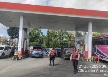 Samapta Polres Pematangsiantar Patroli & Monitoring Distribusi BBM di SPBU.
