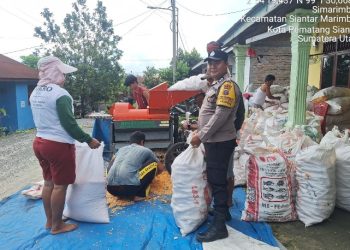 Bhabinkamtibmas Polsek Siantar Marihat Sambang Kamtibmas Kepada Petani Binaan.