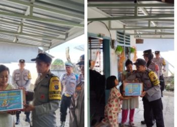 Sambut HUT Bhayangkara Ke - 80, Polsek Sianțar Barat Berikan Bansos Kepada Warga Membutuhkan di Jalan Enggang.