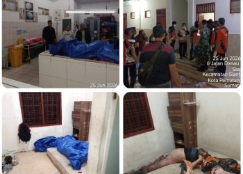 Polsek Siantar Timur Cek TKP Temuan Mayat di Rumah Kos Jalan Danau Tondanau.