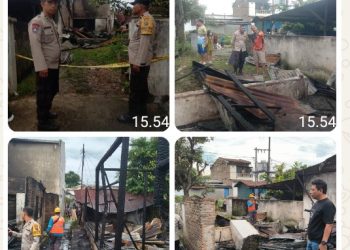 Dua Unit Rumah Warga Kebakaran di Jalan Tongkol, Polsek Siantar Timur Cek TKP.