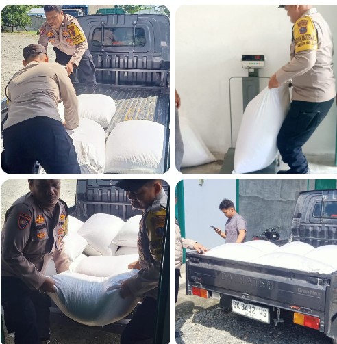 Bhabinkamtibmas Polsek Siantar Martoba Dampingi Penjualan Hasil Panen Jagung Petani Binaan Ke Bulog Cabang Pematangsiantar.