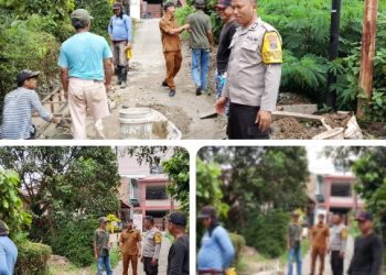 Bhabinkamtibmas Polsek Siantar Selatan Sambangi Pokmas Perbaikan Saluran Air di Jalan Kisaran.