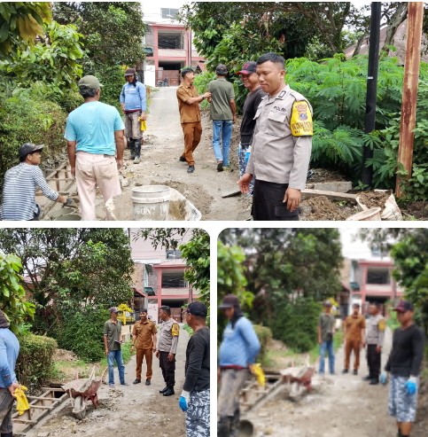 Bhabinkamtibmas Polsek Siantar Selatan Sambangi Pokmas Perbaikan Saluran Air di Jalan Kisaran.