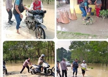 Tak Kenal Lelah, Personel Polsek Bosar Maligas Sigap Bantu Evakuasi & Salurkan Bansos Bagi Korban Banjir.
