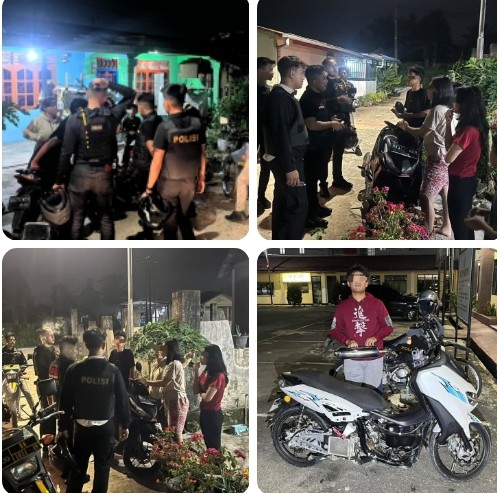 Patroli Timsus Dayok Mirah Polres Pematangsiantar Amankan Tiga Sepedamotor Knalpot Brong.