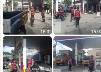 Pastikan Situasi Aman, Sat Samapta Polres Pematangsiantar Monitoring Pengisian BBM di SPBU.