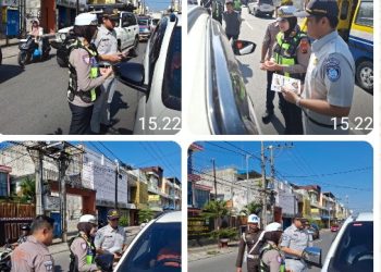 Sat Lantas Polres Pematangsiantar Laksanakan Razia Gabungan PKB Tahun 2026 di Jalan Merdeka.