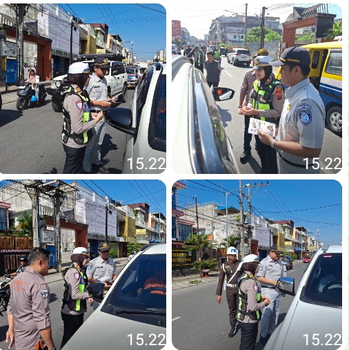 Sat Lantas Polres Pematangsiantar Laksanakan Razia Gabungan PKB Tahun 2026 di Jalan Merdeka.