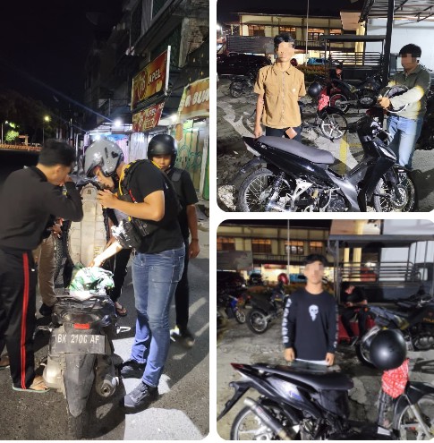 Patroli Malam, Polres Pematangsiantar Amankan Dua Sepedamotor Knalpot Brong.