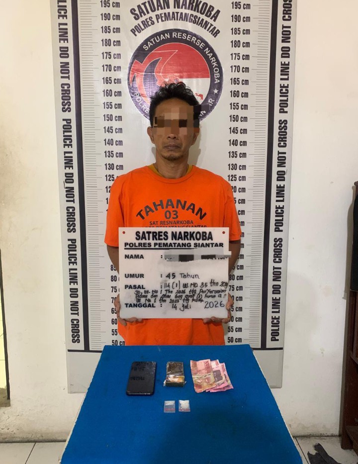 Polres Pematangsianțar Amankan Residivis Miliki Sabu 1,87 Gram di Jalan Raya.