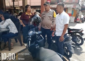 Antisipasi Guantibmas, Polsek Siantar Barat Sampaikan Himbauan Kamtibmas di Jalan Cipto.