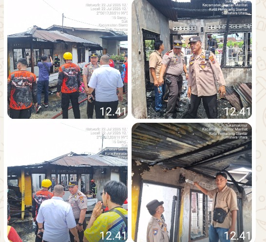 Kebakaran Hanguskan Rumah Warga Kapolsek Marihat Cek TKP.