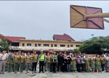 Sat Lantas Polres Pematangsiantar Berikan Himbauan & Dikmas Lantas di SMK/SMA Swasta YP Pelita.