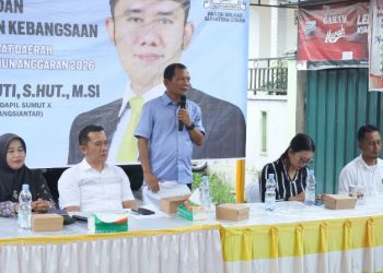 Wakil Ketua DPRD Kota Pematangsiantar Ir. Daud Simanjuntak, MM Menyampaikan Kata Sambutan di Kegiatan Sosialiasi Penyebarluasan Ideologi Pancasila & Penguatan Wawasan Kebangsaan.