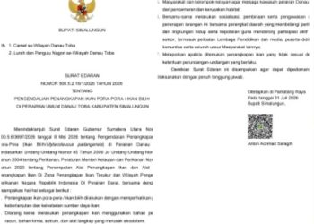 Bupati Simalungun Keluarkan SE Tentang Pengendalian Penangkapan Ikan Pora ‑ Pora Di Perairan Danau Toba.
