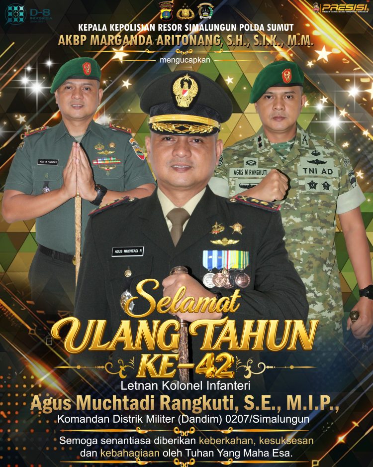 Soliditas TNI-Polri Rayakan Ultah Ke - 42 Dandim 0207/SML, Kapolres Simalungun Sampaikan Doa & Harapan Terbaik.