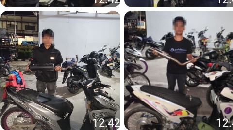 Patroli Rutin Timsus Dayok Mirah Polres Pematangsiantar Amankan Dua Sepedamotor Knalpot Brong.