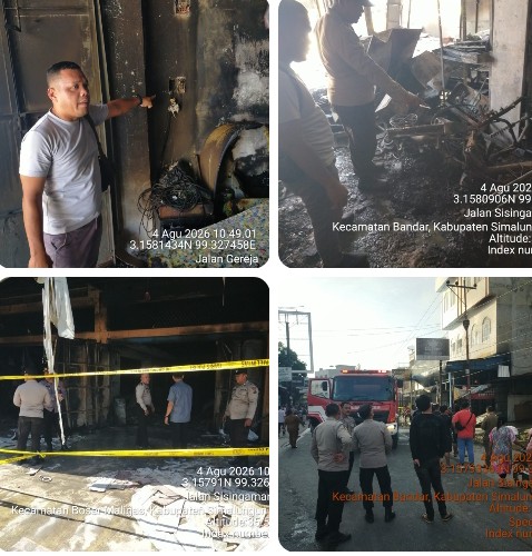 Pasca Kebakaran Dahsyat Hanguskan Dua Ruko Senilai Rp. 1,5 Miliar, Kapolsek Bandar Huluan Keluarkan Himbauan Resmi Antisipasi Bahaya Arus Pendek Listrik.