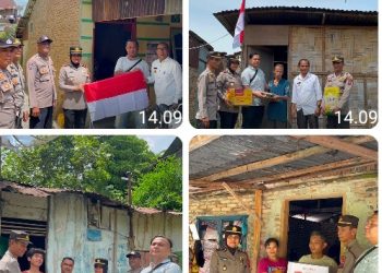 Kapolsek Siantar Utara Bagikan Sembako dan Bendera Merah Putih kepada Warga Sambut HUT Kemerdekaan RI Ke - 81.