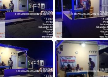 Menembus Malam, Kanit Binmas & Bhabinkamtibmas Polsek Bandar Huluan Sapa Warga Jaga Kamling Demi Kampung Yang Aman.