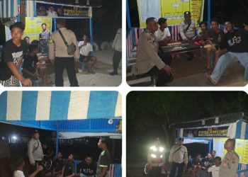 Malam Hari, Bhabinkamtibmas Polsek Bosar Maligas Sambangi Pos Kamling Demi Kenyamanan Tidur Warga.