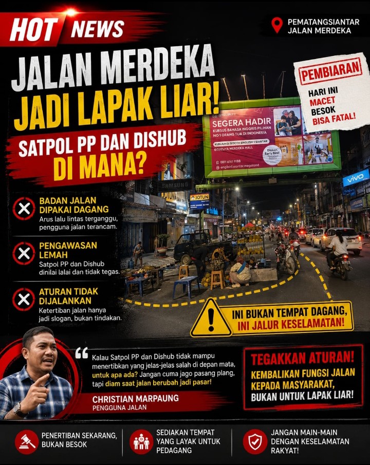 Jalan Merdeka Jadi Lapak Liar, Satpol PP & Dishub dI Mana?.