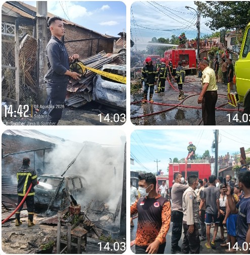 Puntung Rokok Picu Kebakaran Dua Rumah di Siantar Martoba, Kerugian Capai Rp. 550 Juta.