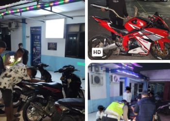 Timsus Dayok Mirah Polres Pematangsiantar Amankan 9 Sepedamotor Knalpot Brong.
