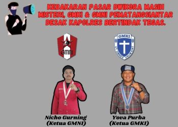 Ketua GMKI Pematangsiantar - Simalungun Yova Ivo  Cordiaz Purba & Ketua GMNI Pematangsiantar Nicolas Gurning.