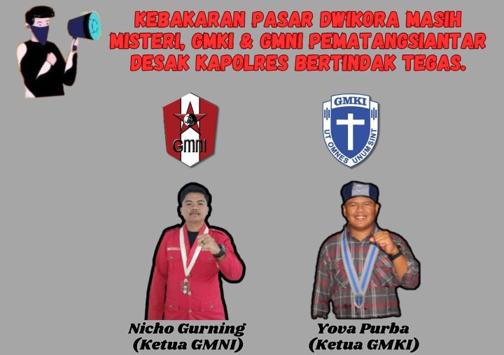 Ketua GMKI Pematangsiantar - Simalungun Yova Ivo Cordiaz Purba & Ketua GMNI Pematangsiantar Nicolas Gurning.