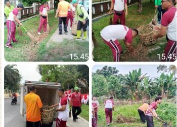 Sambut HUT Ke - 81 RI, Sat Reskrim Polres Pematangsiantar Gotong Royong di Jalan Sangnawaluh.