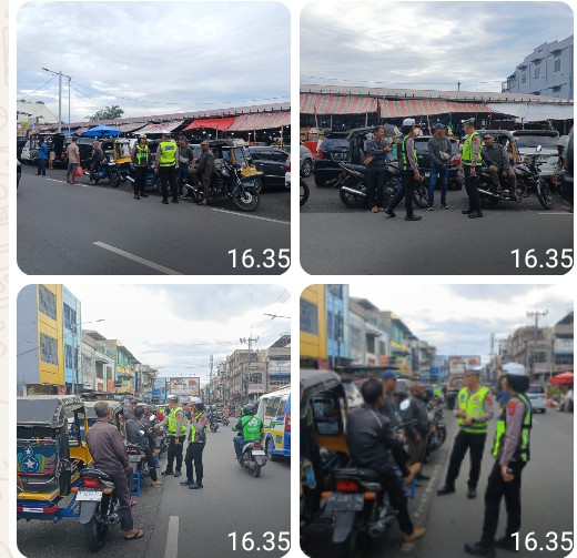 Sat Lantas Polres Pematangsiantar Sosialisasi Kamseltibcarlantas Kepada Para Pengendara Betor.