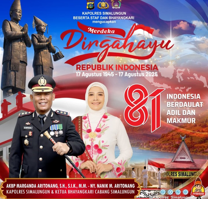 Mendekati Hari Kemerdekaan Kapolres Simalungun Beserta Staf & Bhayangkari Sampaikan Ucapan Dirgahayu RI Ke - 81.