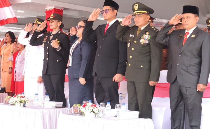 Kapolres Pematangsiantar Hadiri Detik-Detik Proklamasi HUT Ke - 81 RI, Pengamanan Dipastikan Maksimal.