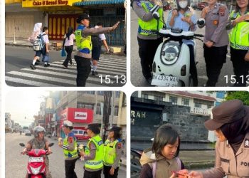 Sambut Hari Jadi Polwan Ke - 78, Polwan Polres Pematangsiantar Gatur Lalin, Bagikan Bunga & Coklat Kepada Warga Tertib Lalu Lintas.