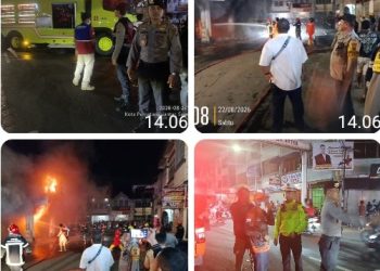 Kebakaran Lima Unit Ruko di Jalan Bandung, Polres Pematangsiantar Sigap Pengecekan & Pengamanan TKP.