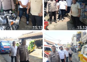 Polsek Siantar Barat Patroli Jalan Kaki Siang Hari Antisipasi 3C di Pasar Horas.