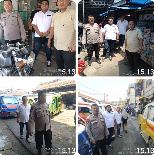 Polsek Siantar Barat Patroli Jalan Kaki Siang Hari Antisipasi 3C di Pasar Horas.