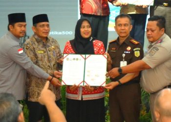 Wakil Wali Kota Herlina Hadiri Penandatanganan Nota Kesepahaman MoU & Perjanjian Kerja Sama tentang Percepatan Pendaftaran Tanah Wakaf.