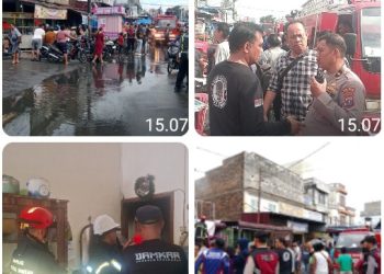 Polres Pematangsiantar Bersama Polsek Siantar Utara Pengecekan & Pengamanan Kebakaran Ruko di Jalan Patuan Nagari.
