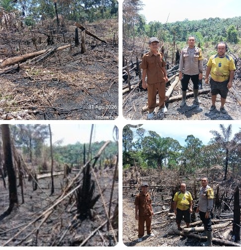 Bhabinkamtibmas Polsek Silou Kahean Cek Titik Hotspot di Dusun Bahowan, Api Ditemukan Sudah Padam.